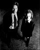 David Duchovny and Gillian Anderson looking up X-Files black and white photo print