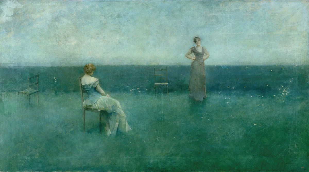 'The Recitation' art poster print by Thomas Wilmer Dewing, showcasing serene beauty.