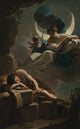 Selene and Endymion art print by Ubaldo Gandolfi, featuring a romantic mythological scene.