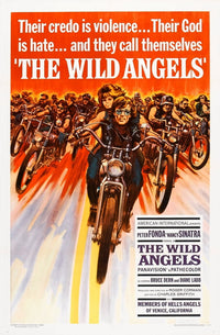 The Wild Angels movie poster print featuring Peter Fonda and Nancy Sinatra from the 1966 film.
