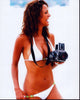 Eva Larue photo print in white bikini holding a camera
