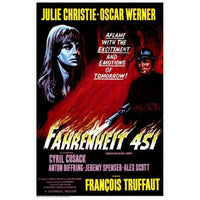 Fahrenheit 451 movie poster print showcasing iconic dystopian imagery.