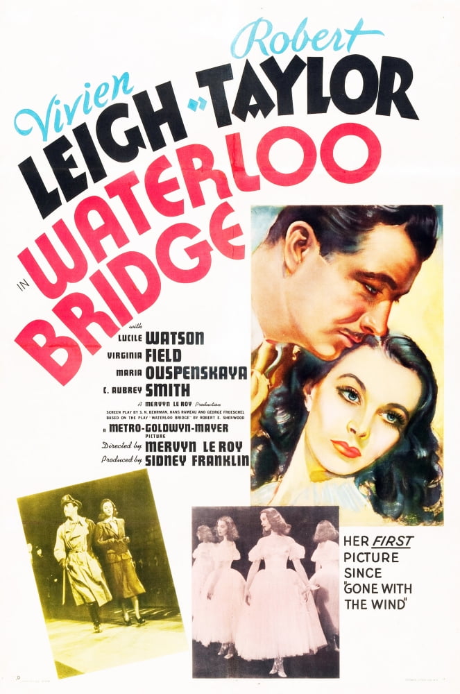 Waterloo Bridge movie poster featuring Robert Taylor and Vivien Leigh, 11 x 17 masterprint.