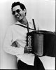 Marc Anthony playing accordion black and white photo print