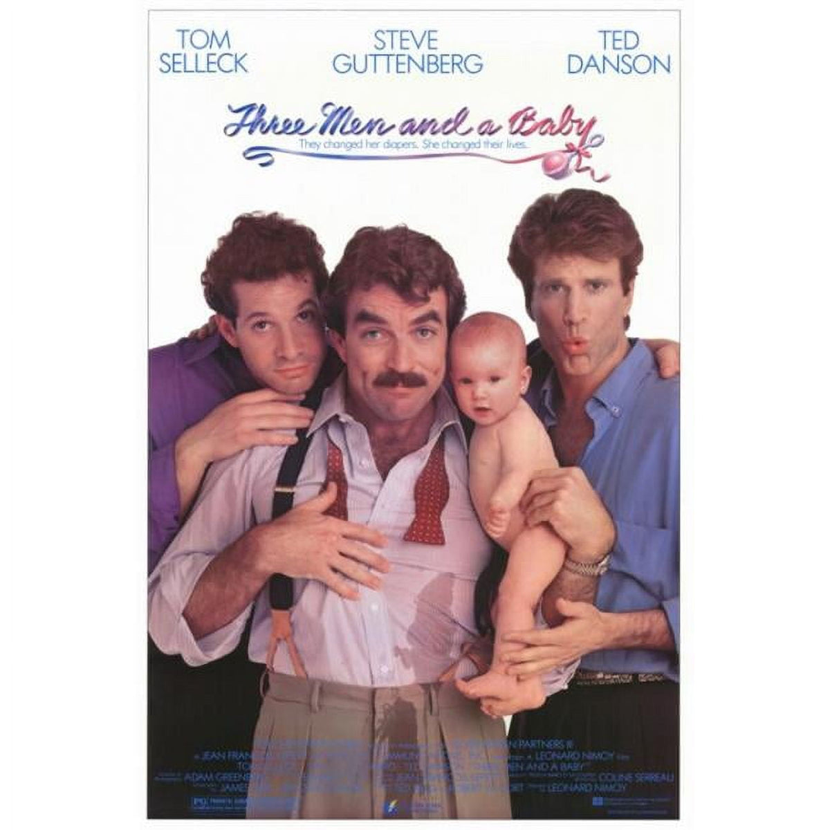 Three Men and a Baby Movie Poster Print in vibrant colors.