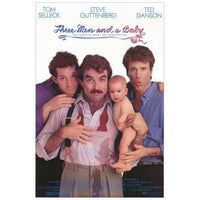 Three Men and a Baby Movie Poster Print in vibrant colors.