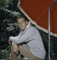 Paul Newman classic photo print under an umbrella
