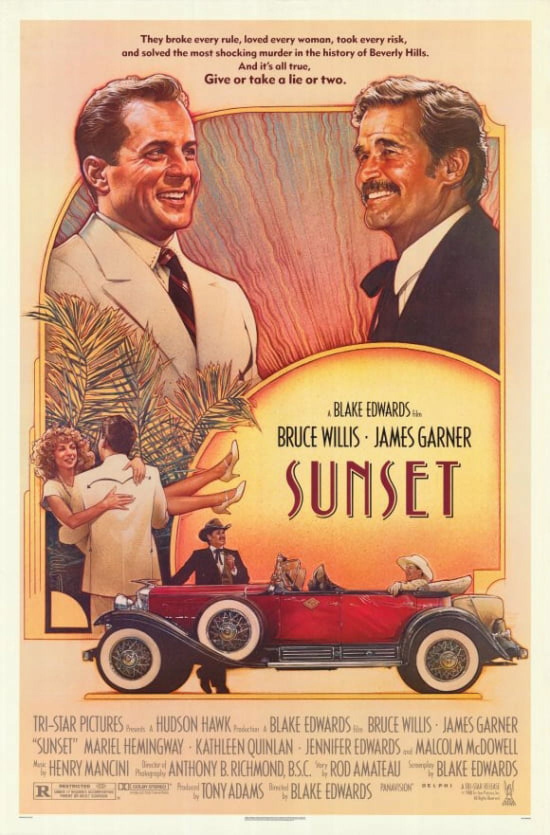 Sunset Movie Poster Print showcasing vibrant colors and serene landscape.