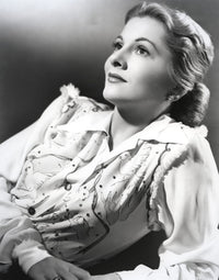 Joan Fontaine looking up in a detailed dress portrait photo print.