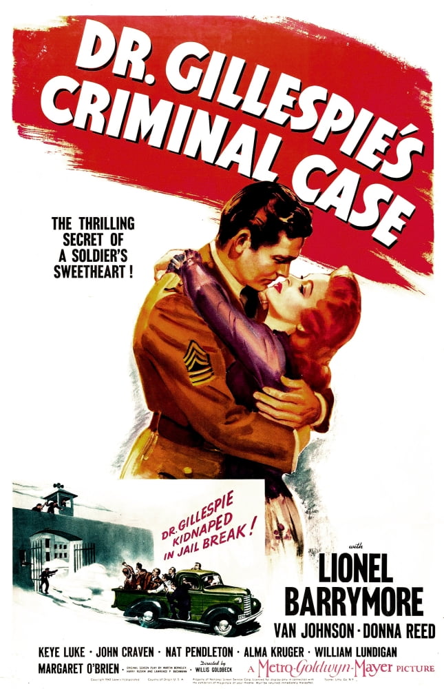 Dr. Gillespie's Criminal Case 1943 movie poster print featuring Michael Duane and Marilyn Maxwell.