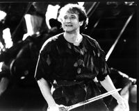 Robin Williams as Peter Pan black and white photo print from Hook