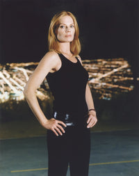 Marg Helgenberger Leaning in Wall with Red Dress Photo Print