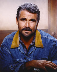 Portrait photo print of James Brolin in a blue denim jacket