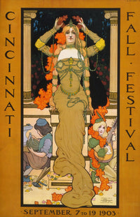 Cincinnati Fall Festival Poster Print by Strobridge & Co. Lith, vintage autumn artwork
