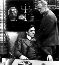 The Godfather 1972 photo print featuring Al Pacino and Marlon Brando, 8x10 size.