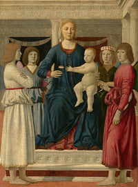 Virgin and Child Enthroned with Four Angels Fine Art Print by Piero Della Francesca