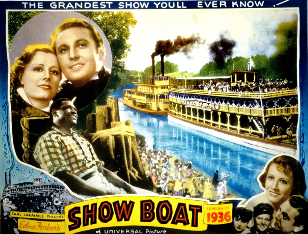 Show Boat movie masterprint poster featuring Irene Dunne, Allan Jones, Paul Robeson, 1936.