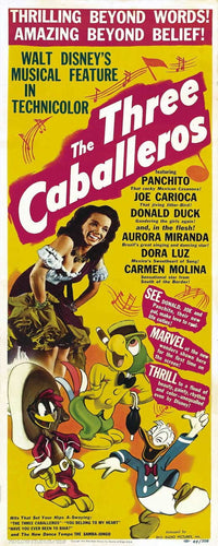 Three Caballeros Movie Poster featuring colorful Disney characters.