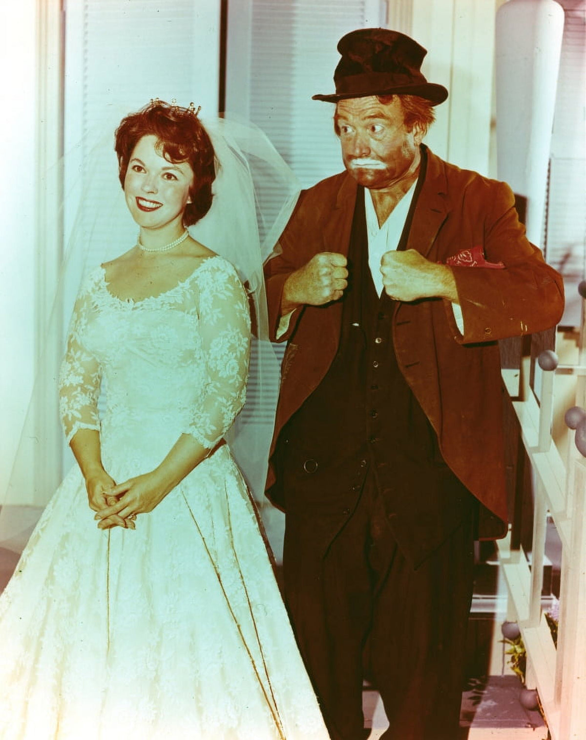 Red Skelton posed with bride vintage portrait photo print.