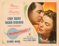 Notorious movie poster featuring Cary Grant and Ingrid Bergman, 1946 classic film art print.