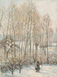 Morning Sunlight on the Snow poster print by Camille Pissarro, showcasing sunlight on a snow-covered landscape.