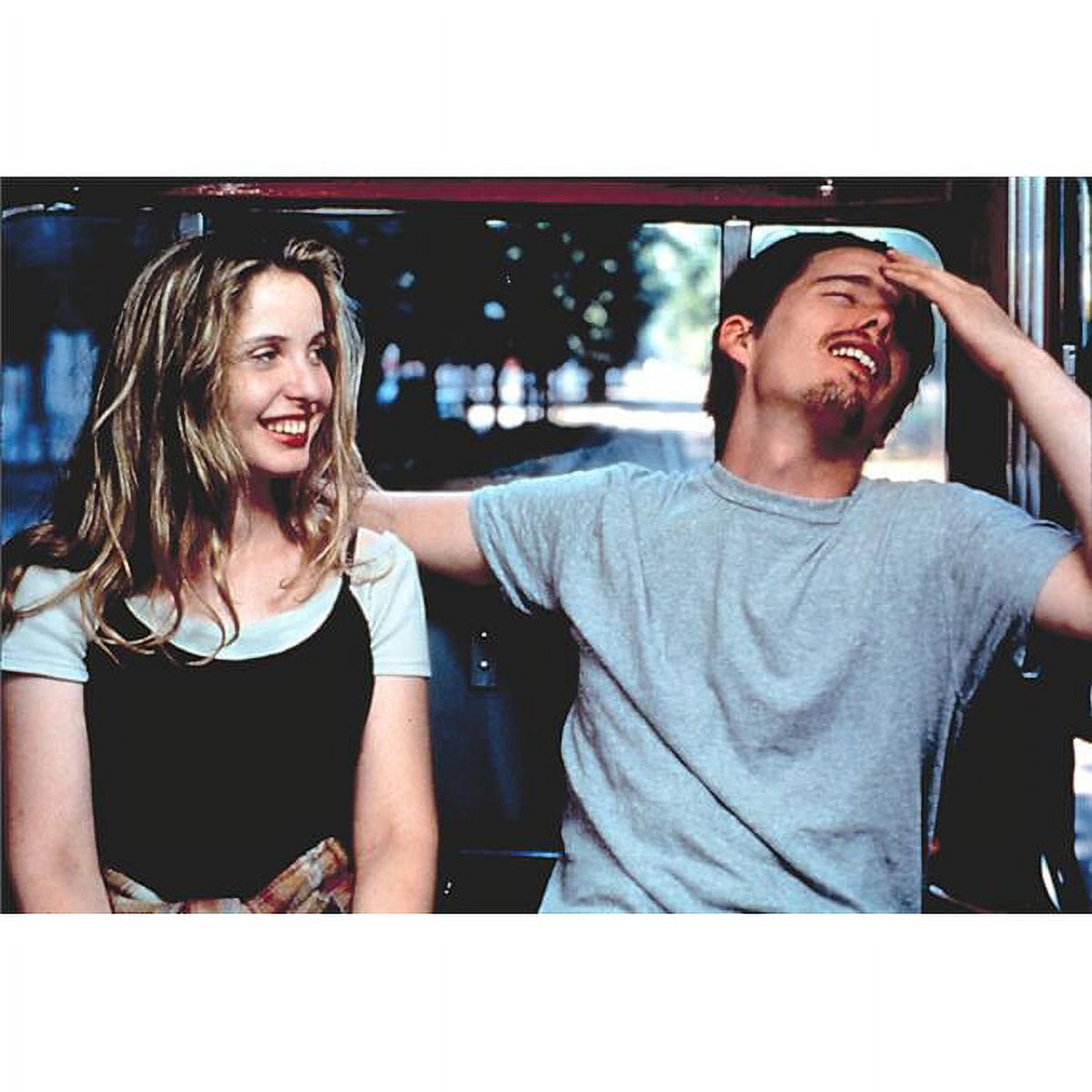 Before Sunrise photo print featuring Julie Delpy and Ethan Hawke from the 1995 film.