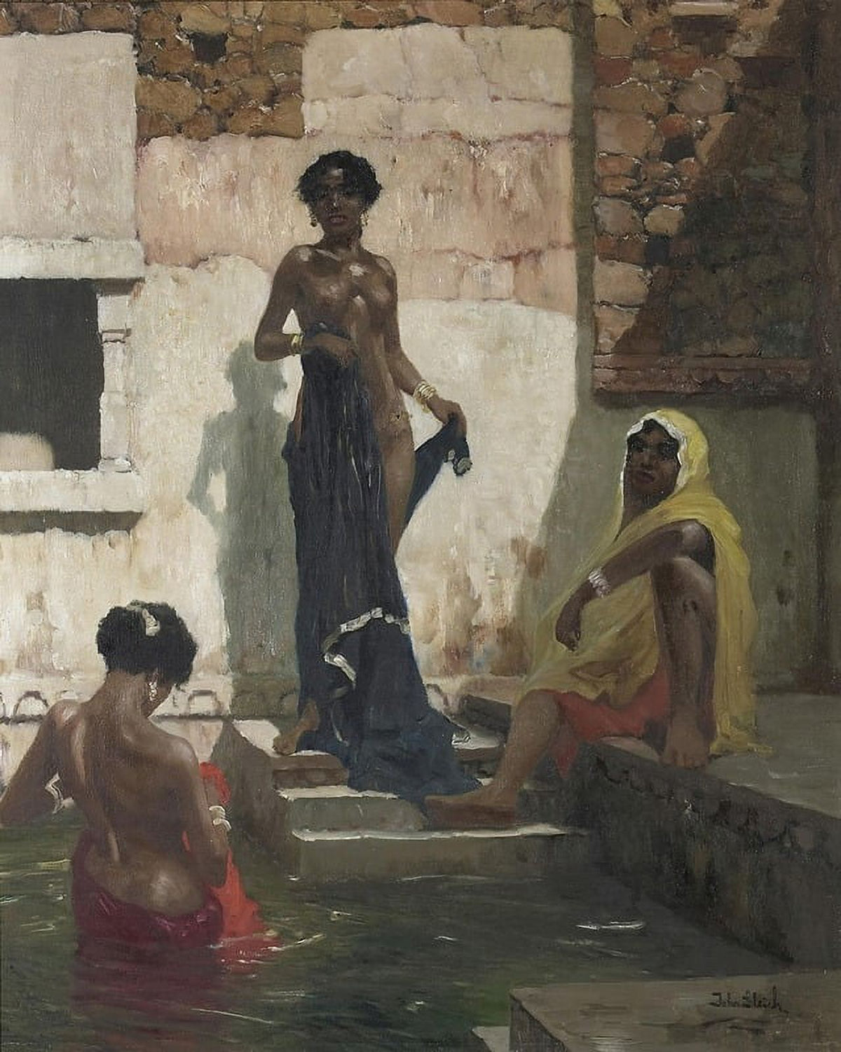 At The Baths art print by John Gleich showcasing serene bath scenes.
