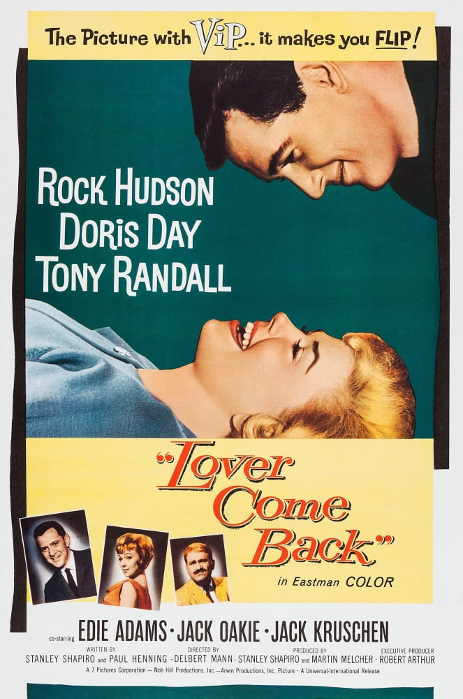 Lover Come Back movie poster print featuring Rock Hudson, Doris Day, and more, 11x17 size