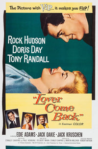 Lover Come Back movie poster print featuring Rock Hudson, Doris Day, and more, 11x17 size