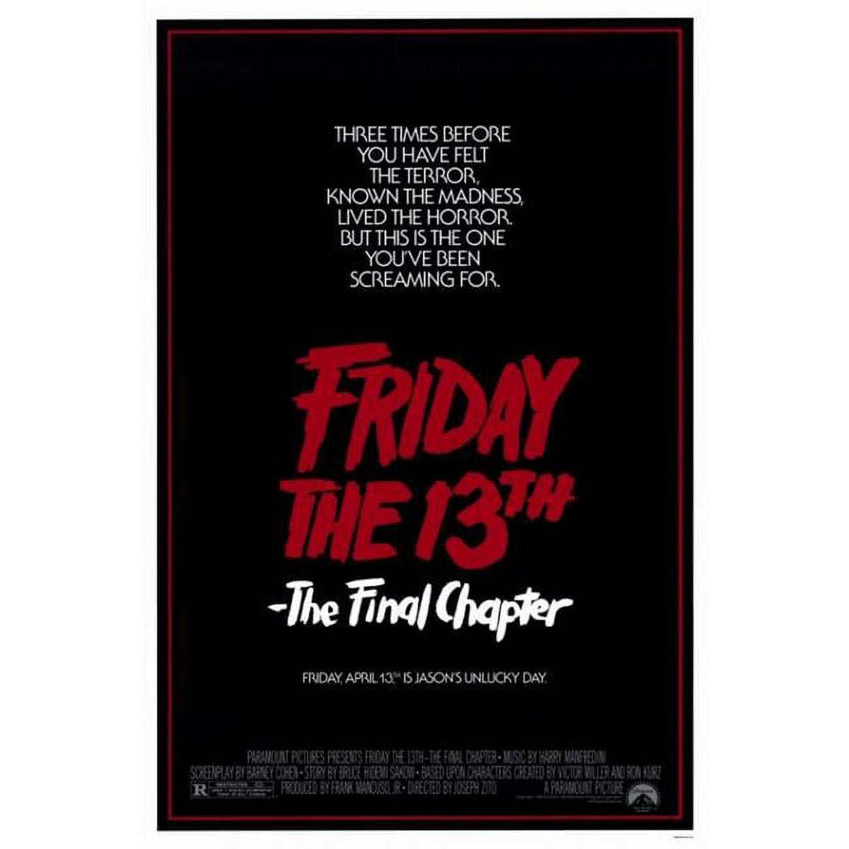 Friday the 13th Part 4 The Final Chapter Movie Poster Print