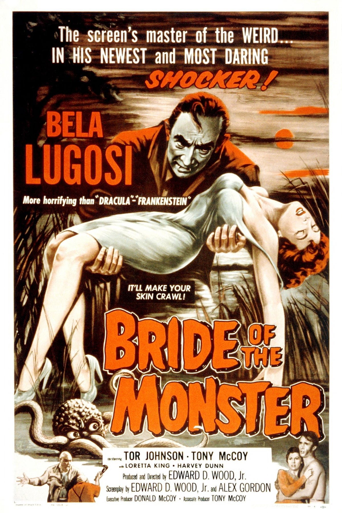 Bride of the Monster movie poster featuring Bela Lugosi, 1955 classic film
