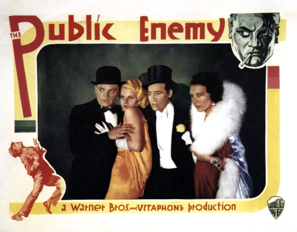 The Public Enemy movie poster featuring James Cagney and Jean Harlow, 1931 film classic.