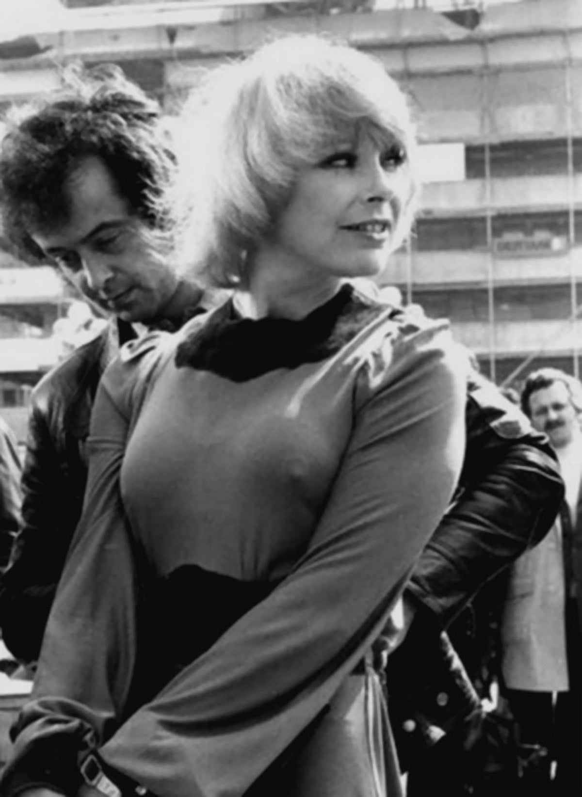 Elke Sommer wearing long sleeve top photo print