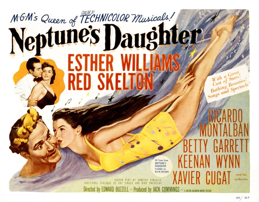 Neptune's Daughter movie poster print featuring Ricardo Montalban, Red Skelton, and Esther Williams.