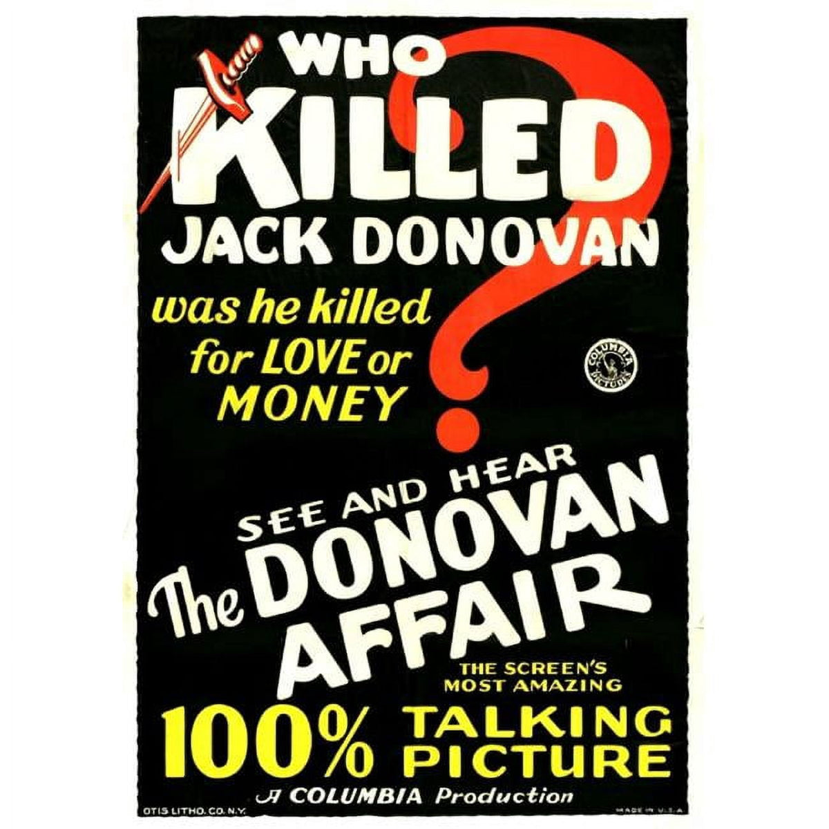 'The Donovan Affair' 1929 Movie Masterprint Poster - Vintage Film Art