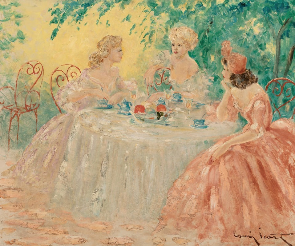 Sharing Confidences art print by Louis Icart - elegant design
