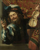The Merry Fiddler Poster Print showcasing a lively fiddler in vibrant colors.