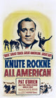 Knute Rockne All American movie poster print featuring Pat O'Brien, 1940.
