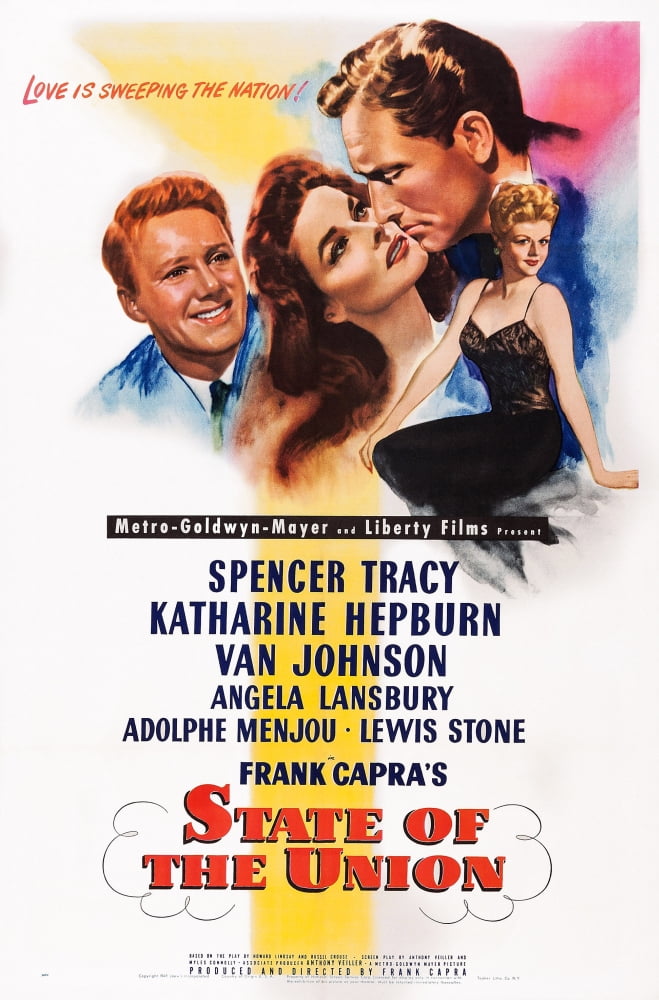 State of the Union movie poster print featuring Van Johnson, Spencer Tracy, Katharine Hepburn, and Angela Lansbury from 1948.