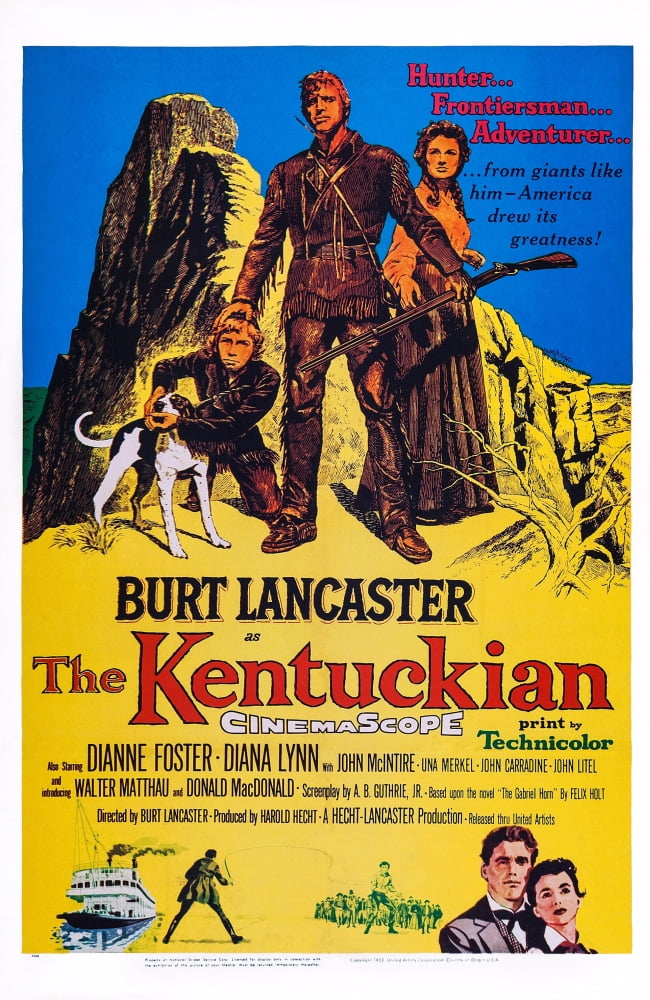 The Kentuckian movie masterprint poster featuring Burt Lancaster and Dianne Foster.