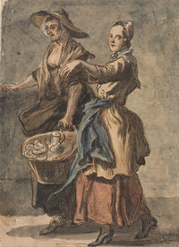 Two Women Holding a Basket Art Print by Paul Sandby
