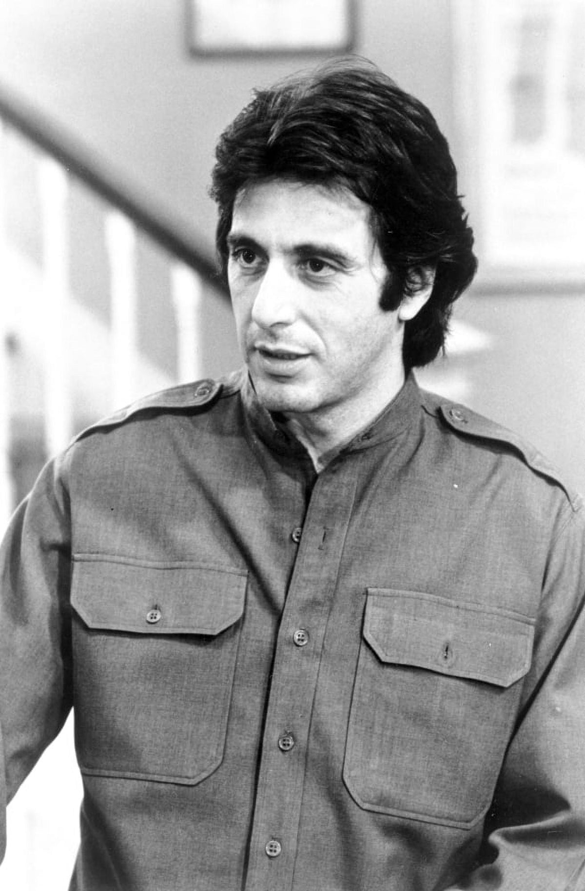 Al Pacino photo print wearing a button-down shirt, classic cinema.