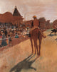 Racehorses in Front of the Tribunes Poster Print capturing the excitement of horse racing.