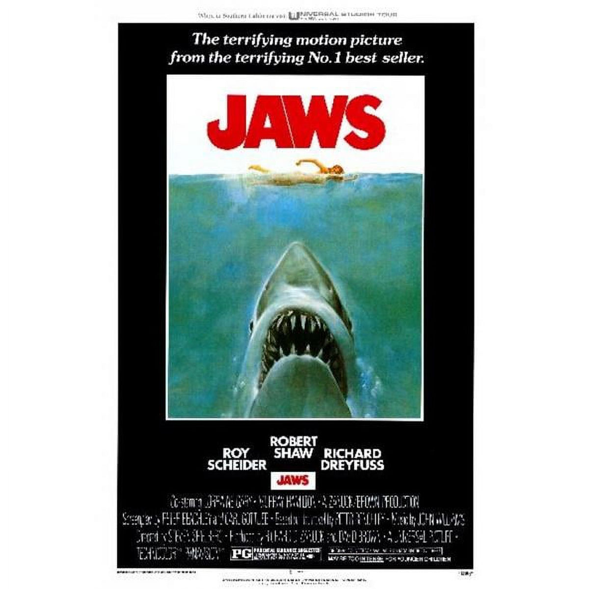 Jaws movie poster featuring a great white shark - classic film art print 11x17.
