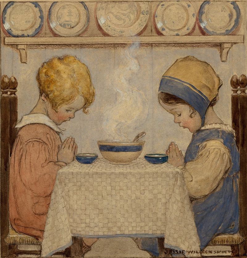 Saying Grace art print by Jessie Willcox Smith, available in multiple sizes.