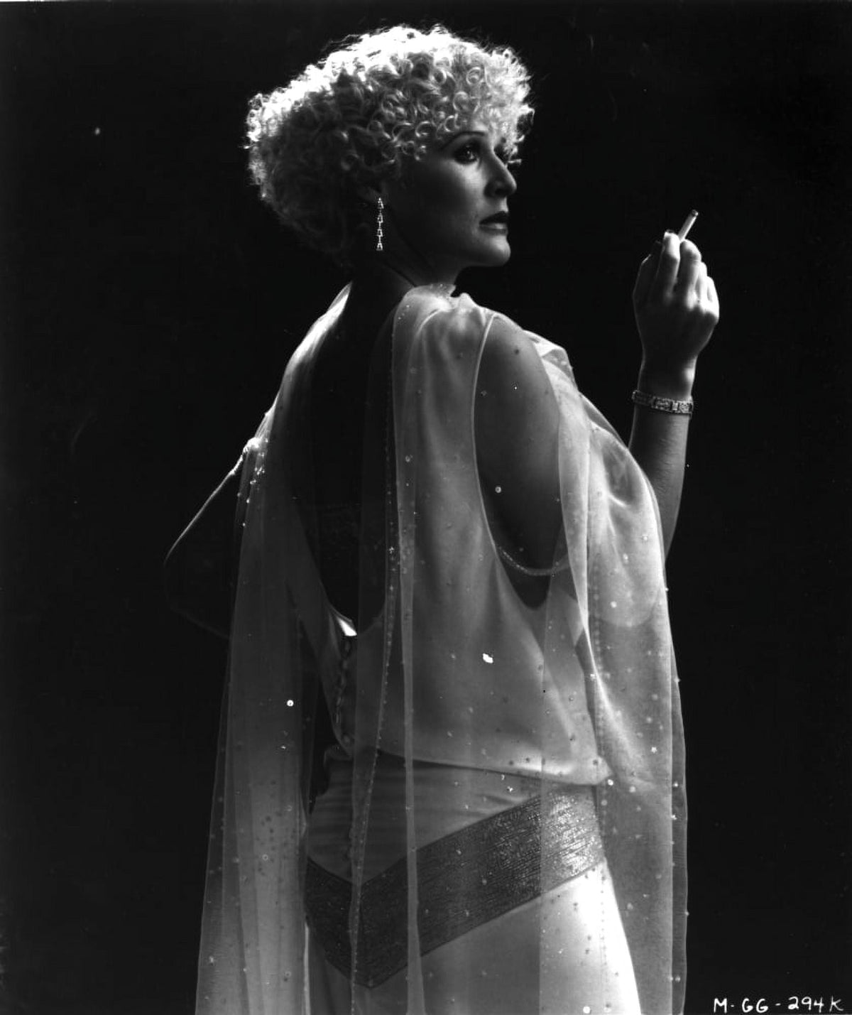 Photo print of Glenn Close in a sheer dress, showcasing elegance.