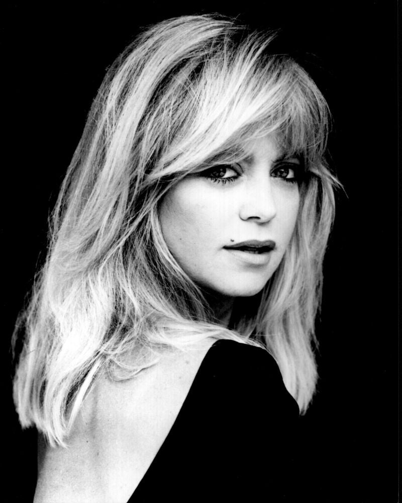 Goldie Hawn looking over shoulder black and white photo print