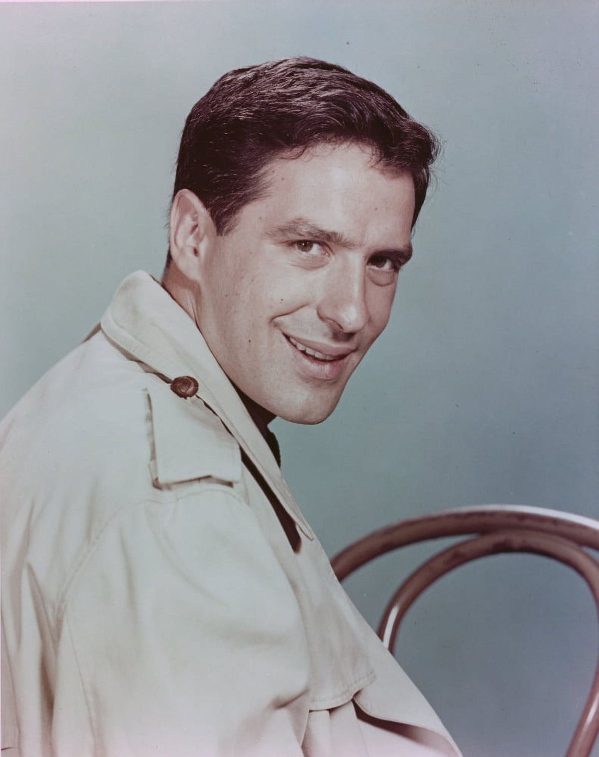 John Cassavetes portrait photo print in brown coat, 8 x 10.