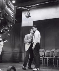 Martin and Lewis on a film set photo print