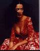 Salma Hayek in a red and white dress photo print